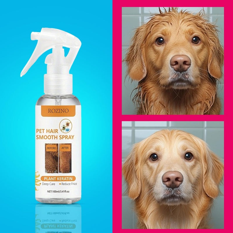 ROZINO Pet Hair Smooth Spray - Plant Keratin - Infused Care for Your Furry Friend