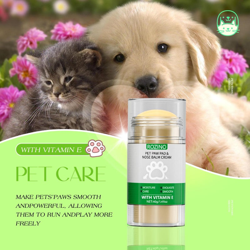 ROZINO Pet Paw & Nose Balm - Vitamin E Moisturizing for Smooth Paws