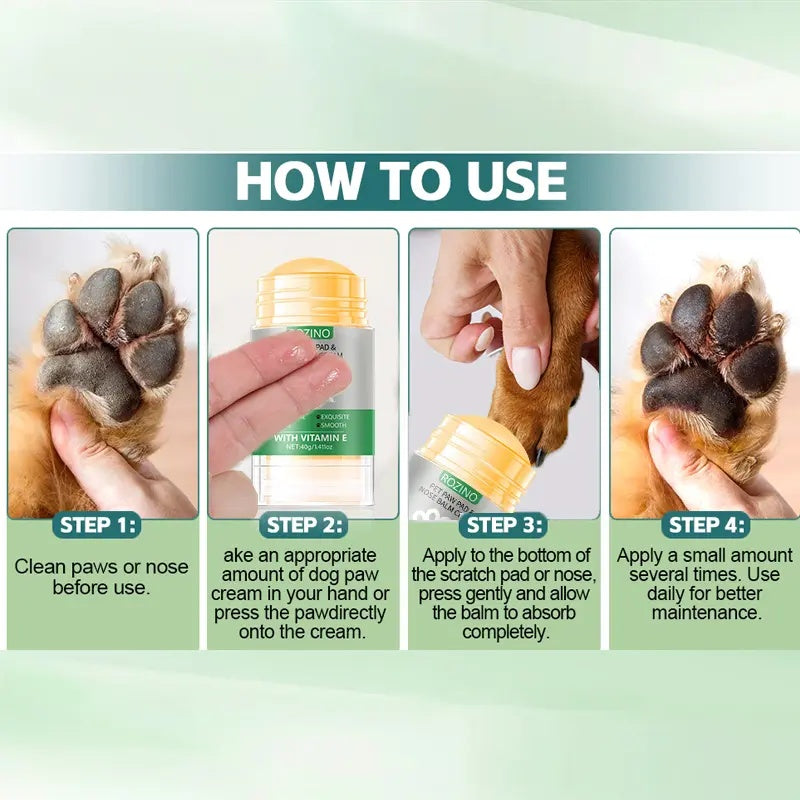 ROZINO Pet Paw & Nose Balm - Vitamin E Moisturizing for Smooth Paws