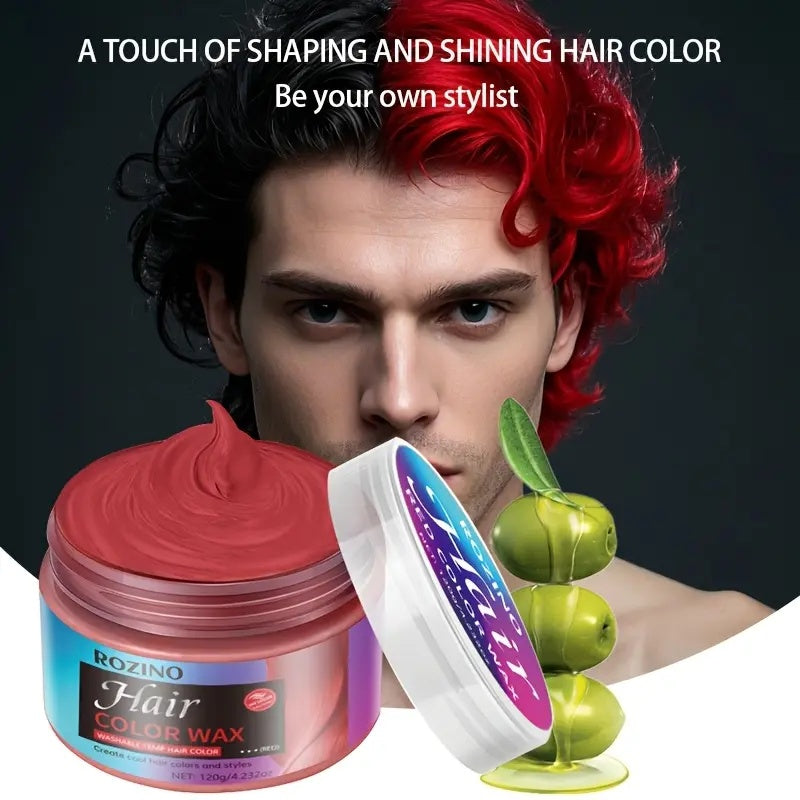 ROZINO Red Hair Dye Styling Wax for Hair Dyeing Styling & Shaping Haircare Product for Creative Hair Effects
