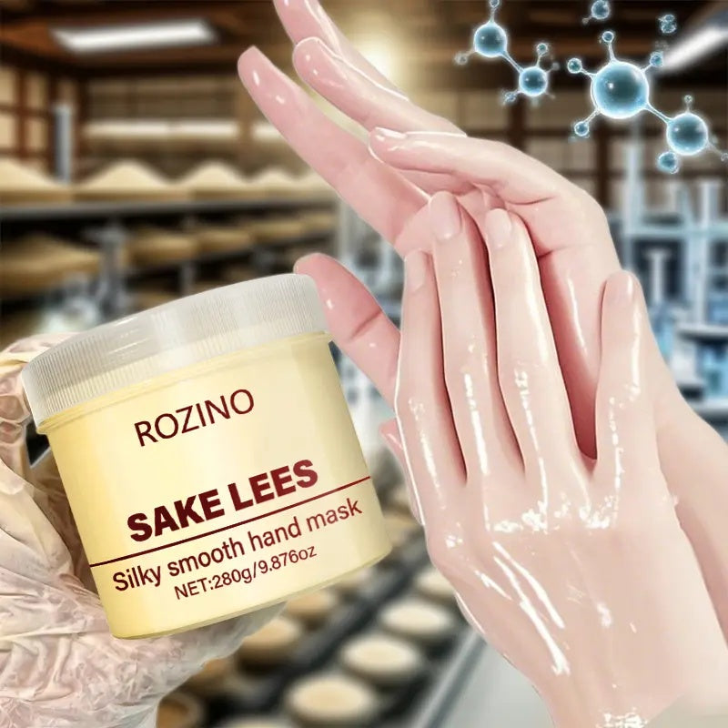 ROZINO Sake Lees Silk Smooth Hand Mask - Intensive Nourishing Moisturizing Silky Finish - 280g/9.876oz - Pampering Experience for Hands Nail Soothing & Hydrating