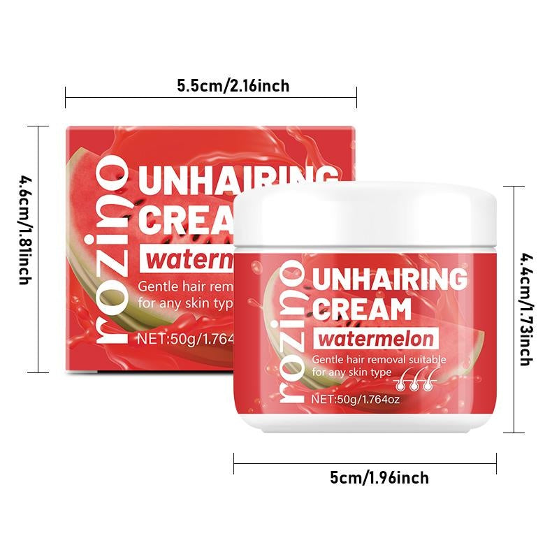 Rozino Watermelon Unhairing Cream Gentle Hair Removal for Arms Legs Chest & Pubic Area Painless Flawless Results for All Skin Types 50g