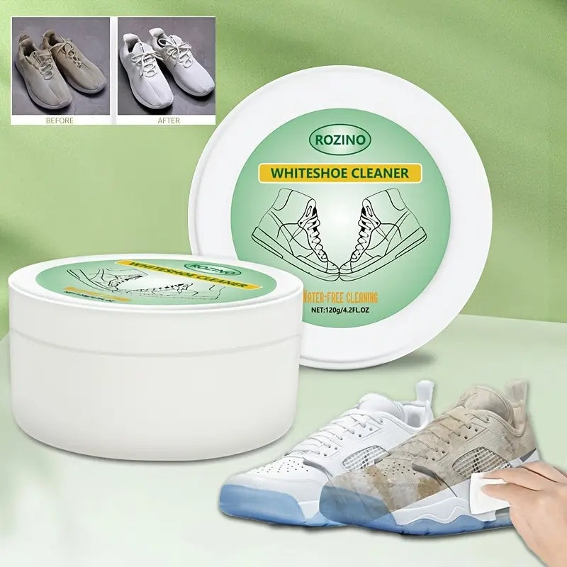 ROZINO White Shoe Cleaner with Surfactant Water-Free for Stain Removal & Brightening Anti-Pollution Dust Prevention 120g/4.2fl.oz