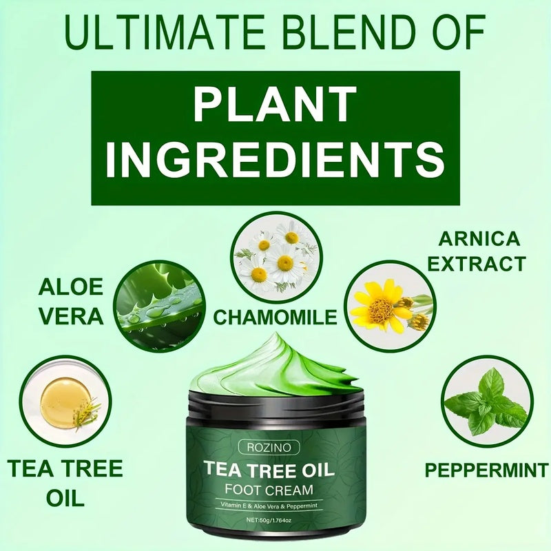 [Two sets]ROZINO Tea Tree Oil Foot Cream, Warming Cream —— Suitable for calluses, dry and cracked feet, hands, heels, elbows, nails and knees —— Softens and moisturizes the skin