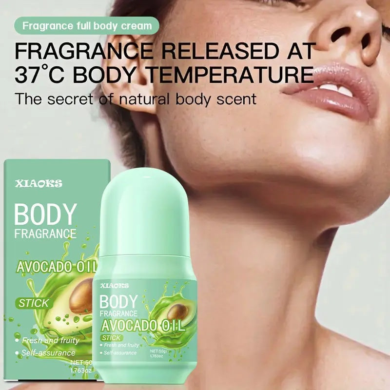 XIAOKS Avocado Oil Body Fragrance Stick 50g - Fresh Fruity Scent, Long-Lasting, Non-Greasy, Multi-Site Applicable, Body Care, Gentle Moisturizing, Mint Scented
